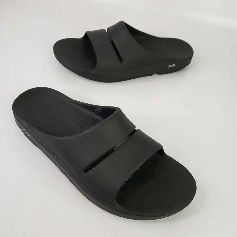Oofos Ooahh Sandals Slides Black Mens Size 13 Comfort Recovery Shoes